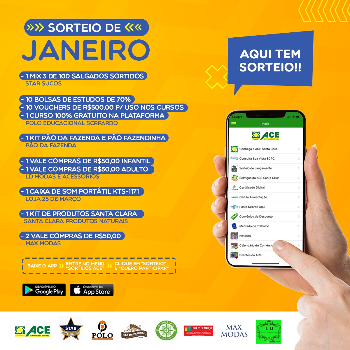 Segundo sorteio do App da ACE Santa Cruz será no dia 8 de outubro